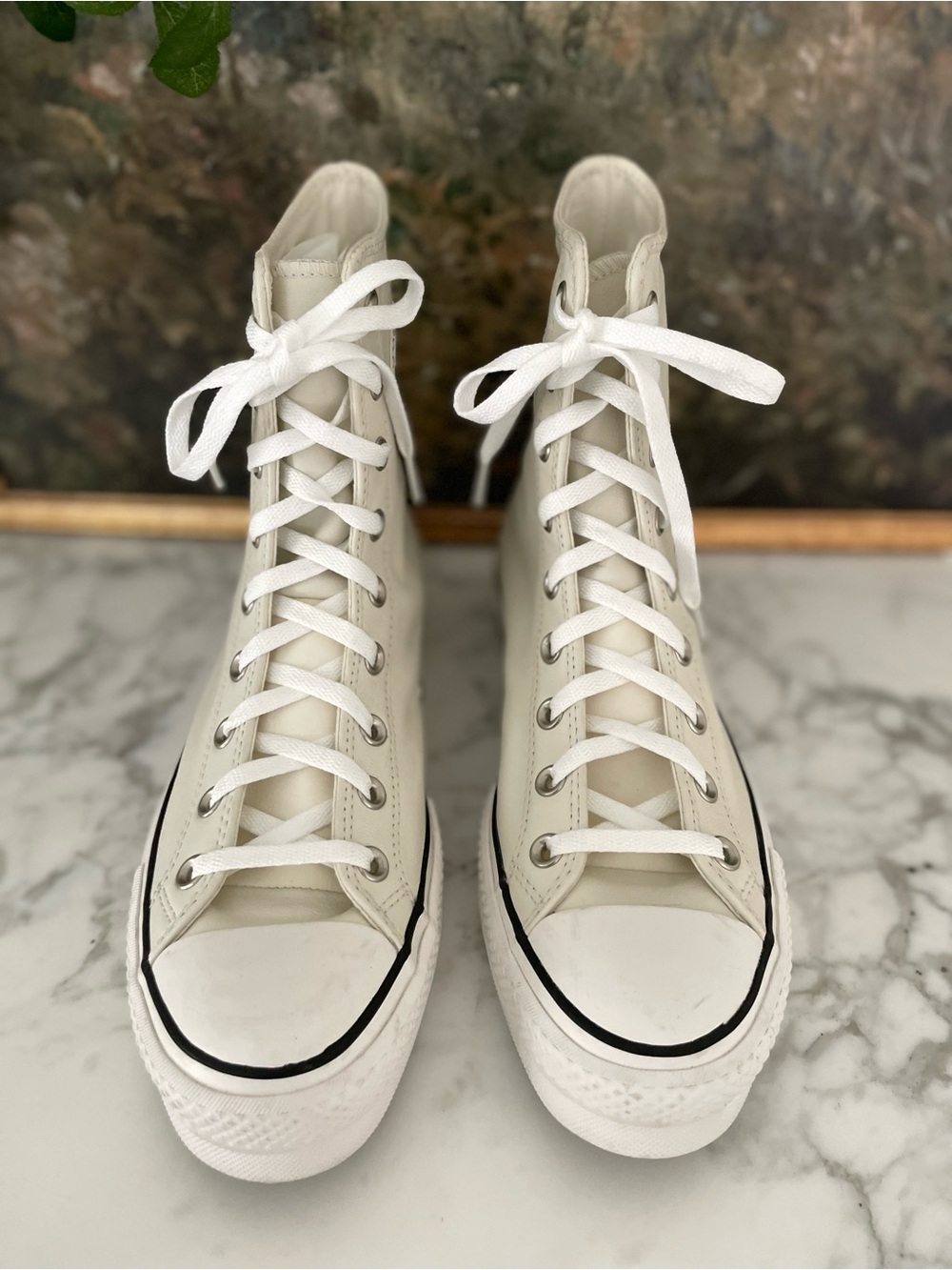 CONVERSE Chuck Taylor XHi‎ Extra High Top Size 9 Egret White Leather - Picture 5 of 8